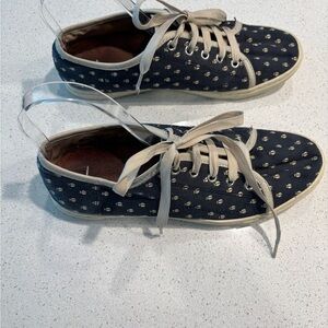 Fossil Navy Canvas Sneakers with Beige Accents, Size 8
